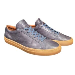 Gustin Blue Gum Mens Low Top Leather Shoes Made In Italy Casual Sneakers Size 12